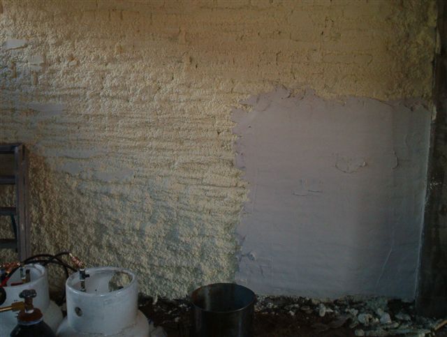 Foam being rendered with plaster